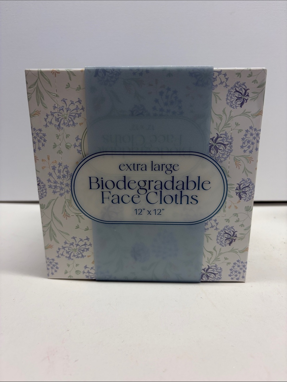 Biodegradable Face Cloths - Extra Large White & Blue